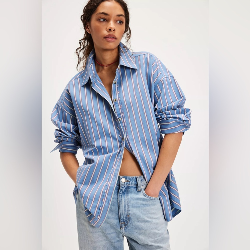 We The Free by Free People Striped Varsity Vibes Shirt - New with Tags